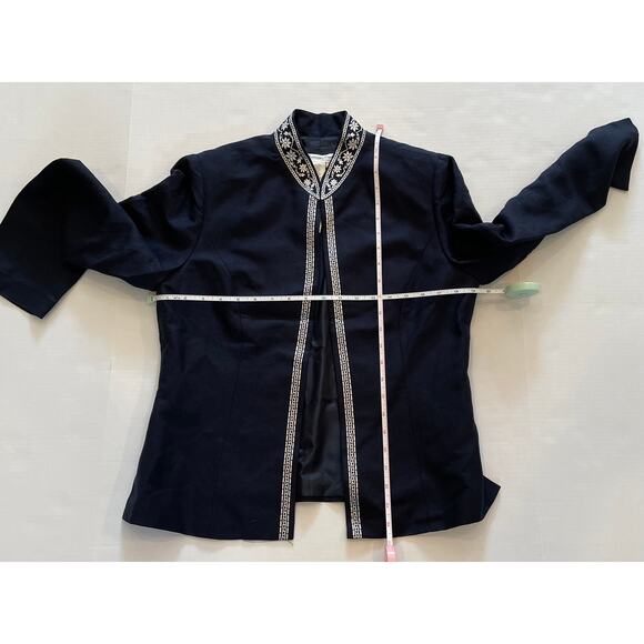 NWT Coldwater Creek Navy Linen Blend Embroidered Blazer / Jacket & Tank Set, 8 - Picture 10 of 15